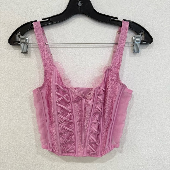 Victoria’s Secret Dream Angels Unlined Lace Up Corset Pink Women’s Size Medium - Picture 1 of 3